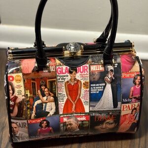 Magazine Cover Print Handbag